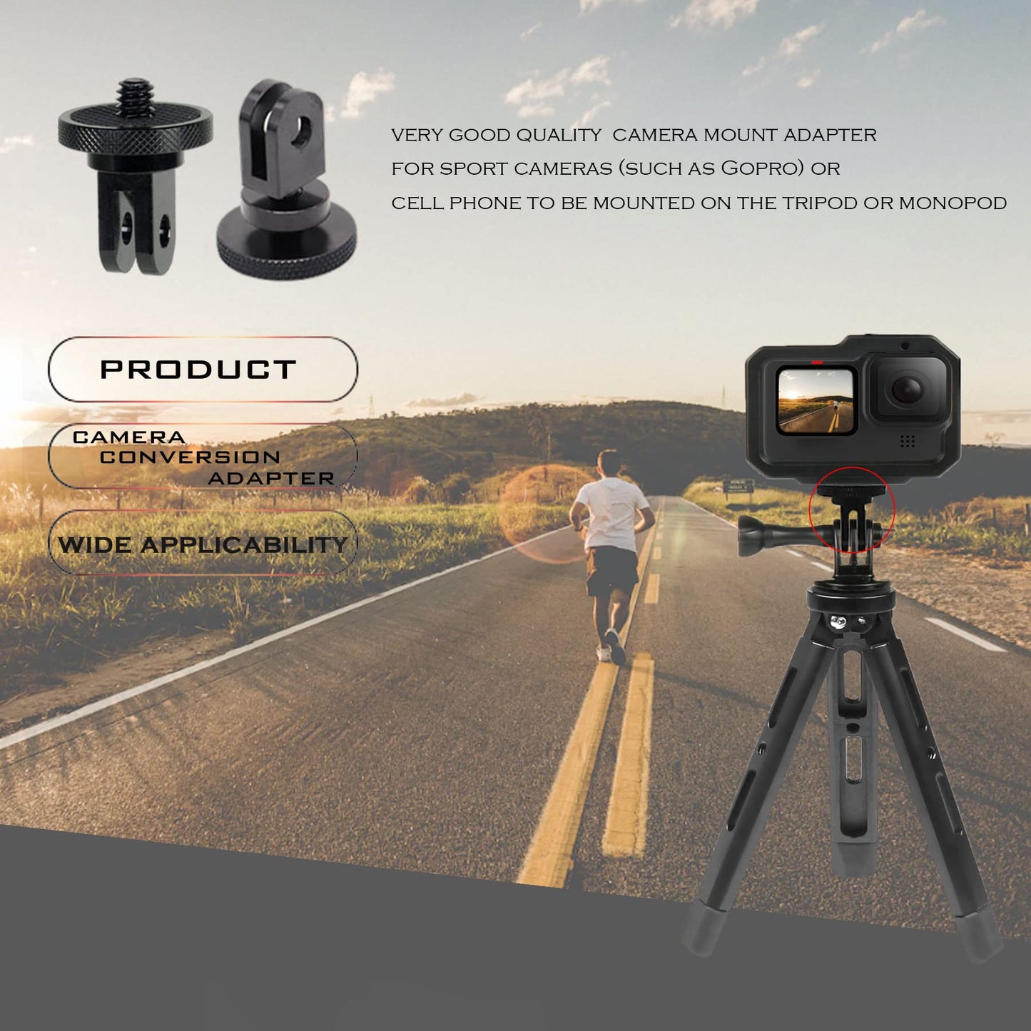 Niewalda Aluminum Camera Tripod Mount Adapter,2pcs ¼-20 Conversion Adapter for Tripod, Suitable for GoPro Hero/Sony/ Insta360 X3/ Sjcam/Action Camera