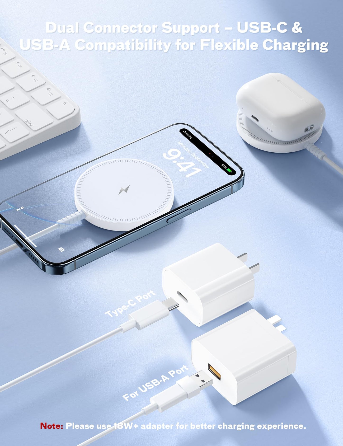 MagSafe Charger Magnetic Wireless iPhone Charge Compatible with iPhone 17 Pro Max Air 16 15 14 Pro Max Plus 13 12 Pro Max & AirPods 4 3 2 Pro