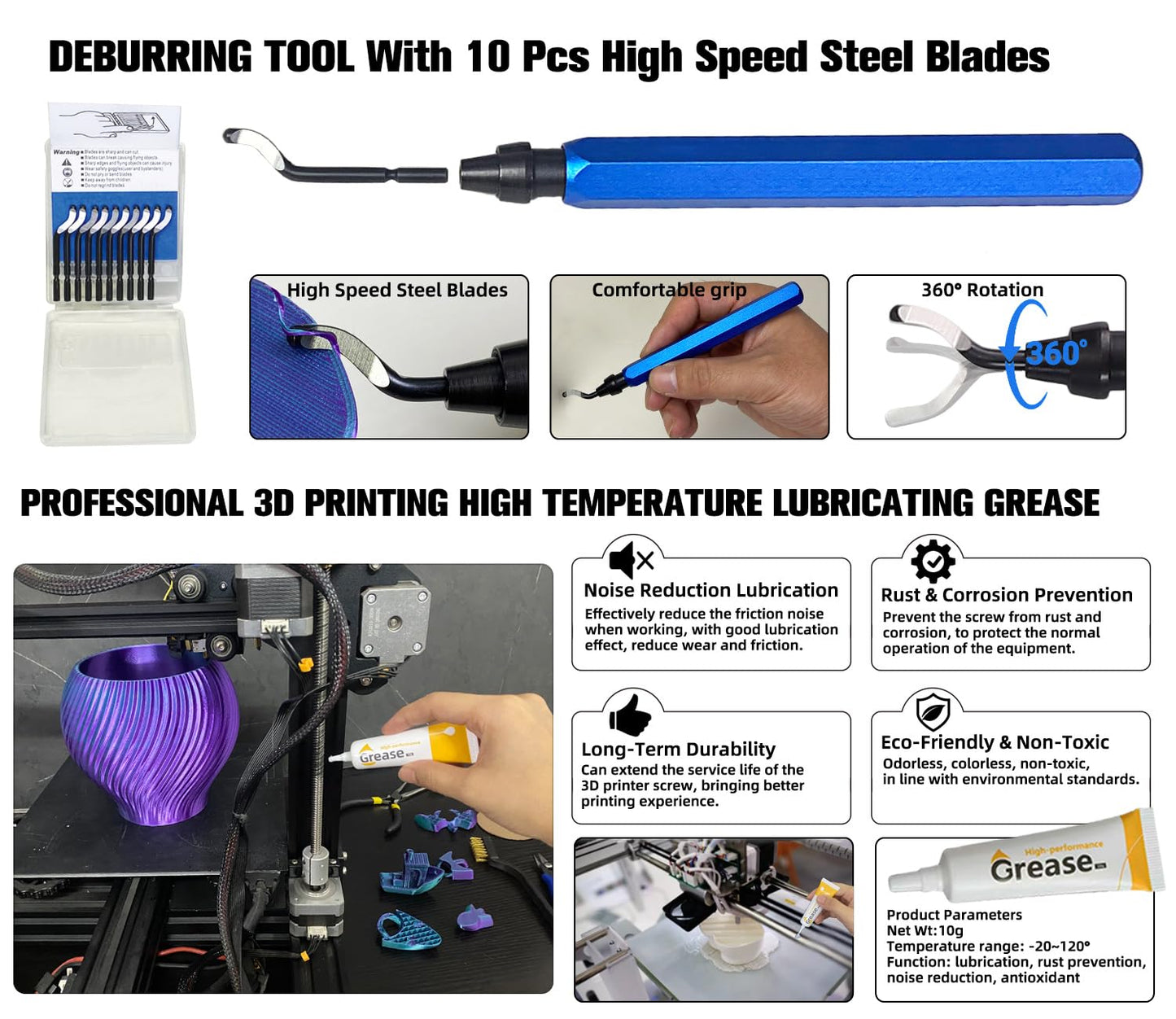 SHUAIAIW 3D Printer Tool Kit with Wooden Box - 3D Printing Accessories Include Nozzle Cleaning Kit, Deburring Tool, Scraper - Suitable for 3D