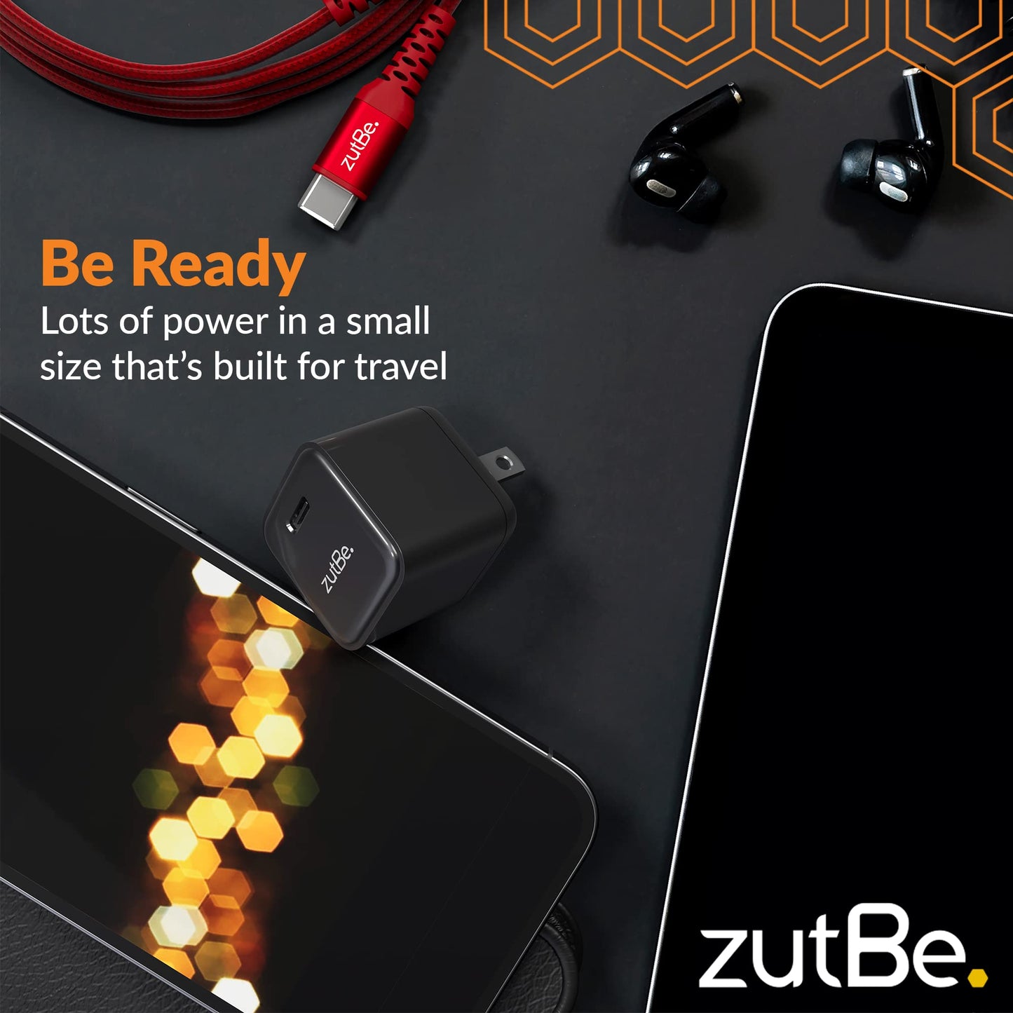 zutBe 30W Mini Wall Charger with Foldable Prongs Compact Durable USB-C Power Delivery PD and PPS to Fast Charge iPhone 17 16 15 14 13 12 Pro/Pro Max