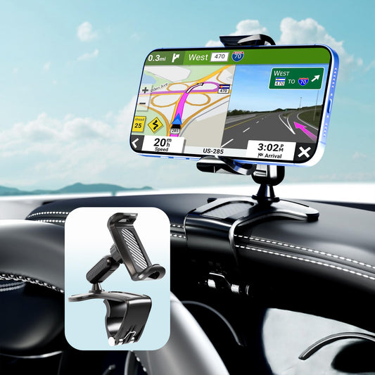CHDFKKD Phone Mount for Car Dashboard, 360 Degree Rotation Universal Cell Phone Holder for Car Clip Mount Stand Suitable for 4 to 7" Smartphones