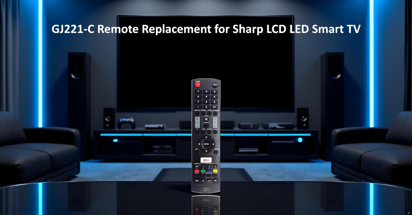 GJ221-C Remote Control for Sharp LCD/LED TV LC32LE653U LC40LE653U LC43LE653U LC-43LE653U LC-48LE653U LC55LE653U LC65LE645U LC-65LE645U (Substitute
