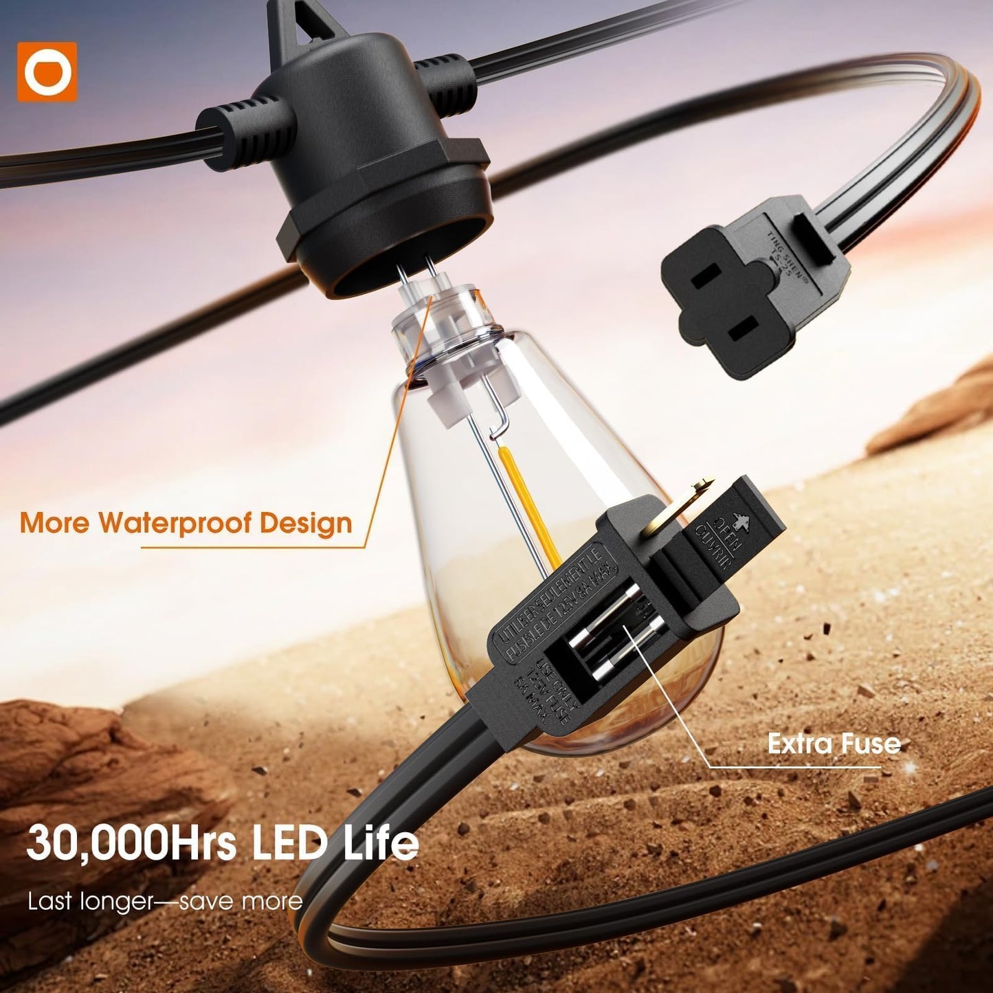 addlon 100FT Outdoor String Lights LED Waterproof Patio Lights with 32 Edison Dimmable Bulbs Shatterproof Hanging Lights for Outside Cafe Bistro