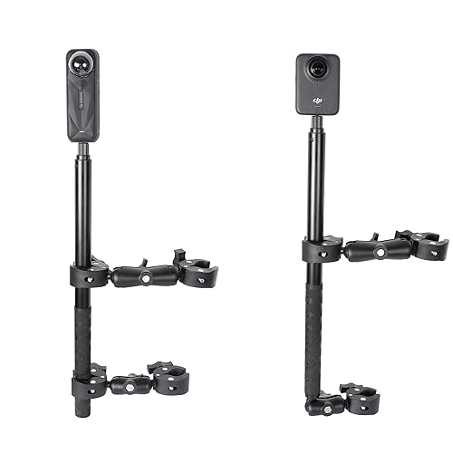 Motorcycle Mount kit for Insta360 One X5 X4 X3 X2 RS DJI OSMO 360 GoPro MAX 2- Double Clamps Handlebar Holder with 155cm Selfie Stick for Motorcycle