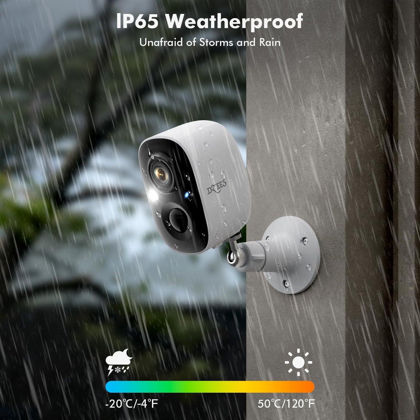 Dzees Outdoor Camera Wireless, 2K Battery Powered WiFi Surveillance Camera for Home Security System with Siren Alarm & Spotlight, Motion Detection