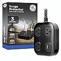 GE UltraPro 3-Outlet Surge Protector with USB, 245 Joules, 1 USB-A & 1 USB-C Port, 4ft Braided Extension Cord, Flat Plug, Adapter-Spaced Outlets, ETL