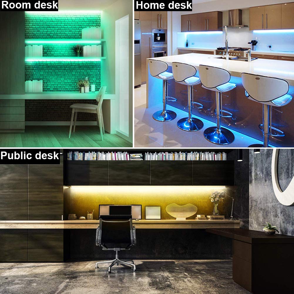 LAIFUNI Dimmable Under Cabinet Lighting, RGB LED Light Bar, RF Remote Control Lamp, Multicolor Under Counter Lights for Desk, Room, Cupboard, Hallway