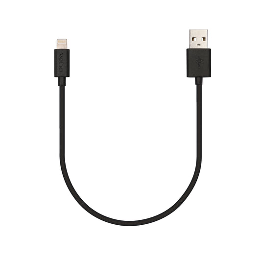 Veho Pebble Apple Certified MFi Lightning To USB Cable, 0.2 Metre/0.7 Feet, Charge and Sync, Data Transfer - Black (VPP-601-20CM)
