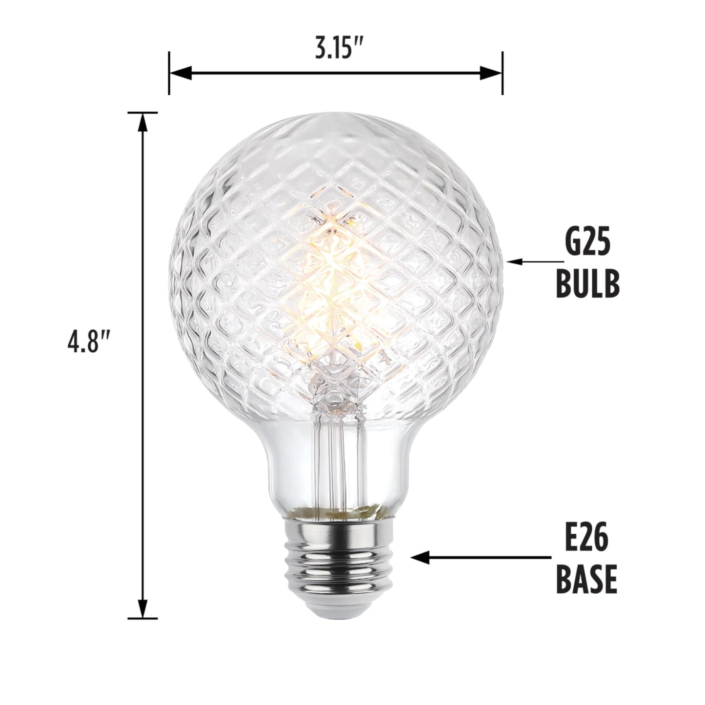 Westinghouse 5268000 5.5 Watt (40 Watt Equivalent) Cut Glass G25 Dimmable Clear Filament LED Light Bulb, Medium Base