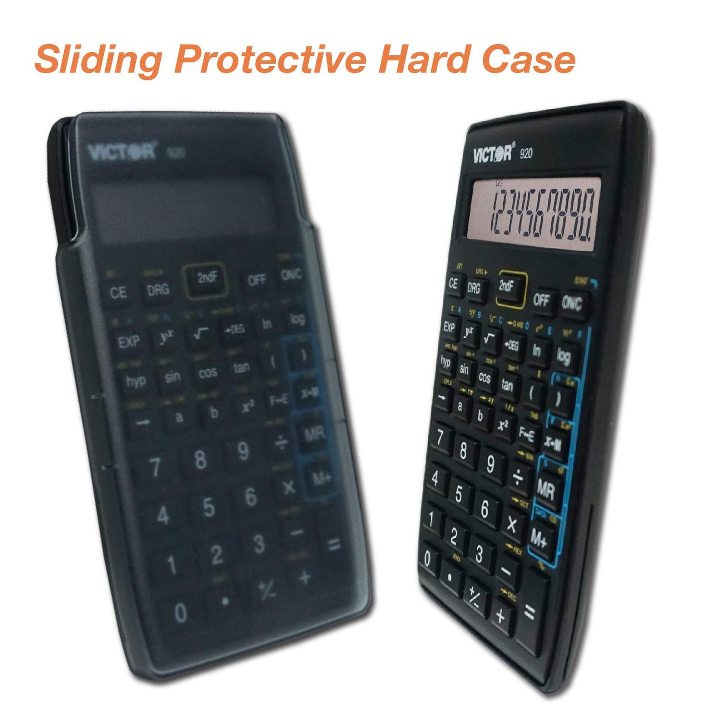Victor 920 Compact Scientific Calculator with Hinged Case, 10-Digit LCD