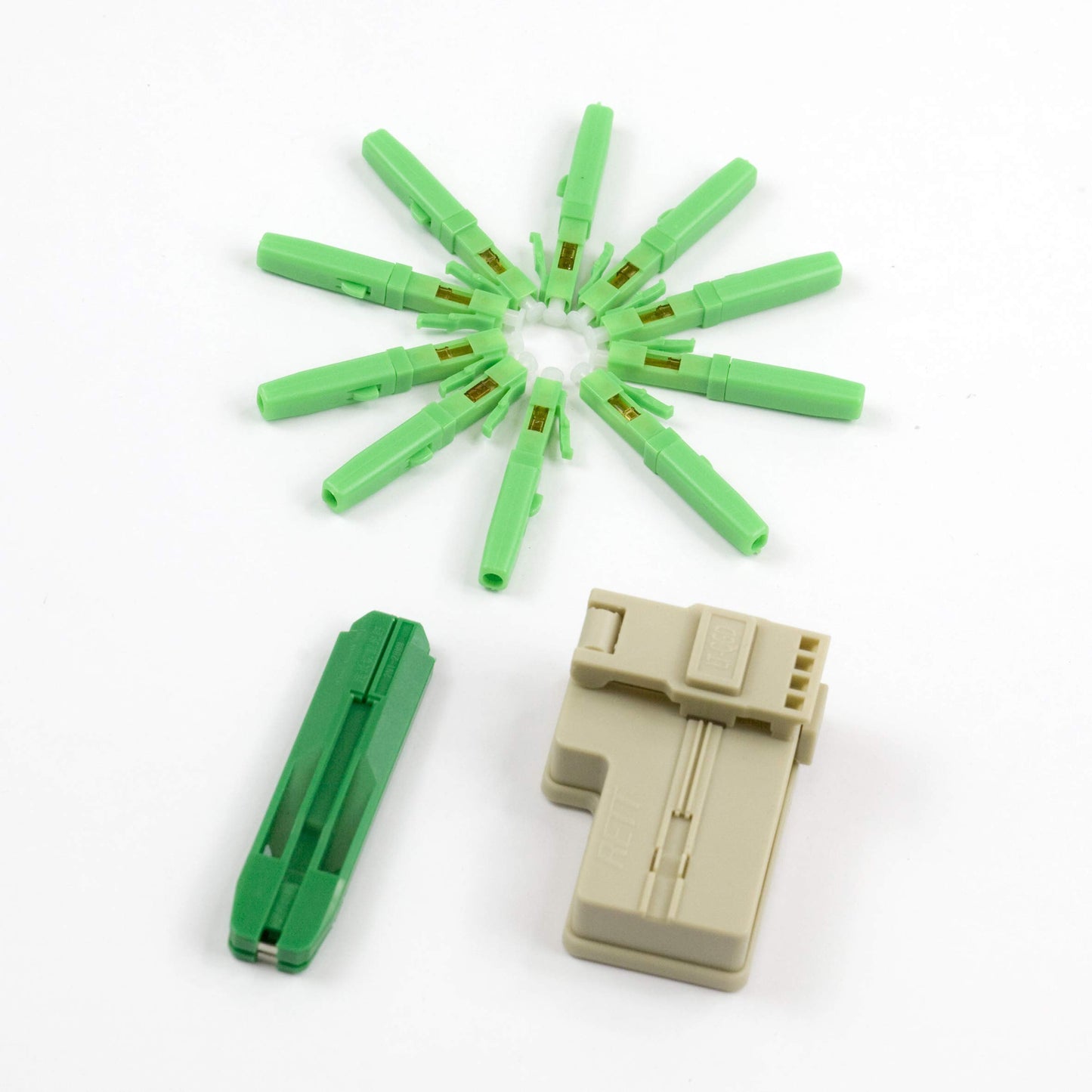 10pcs LC APC Fiber Optic Quick Connector Fiber Optic Fast Connectors Single Mode 9/125 Mechanical Connectors Adapter for 2.0x3.0mm Butterfly Cable