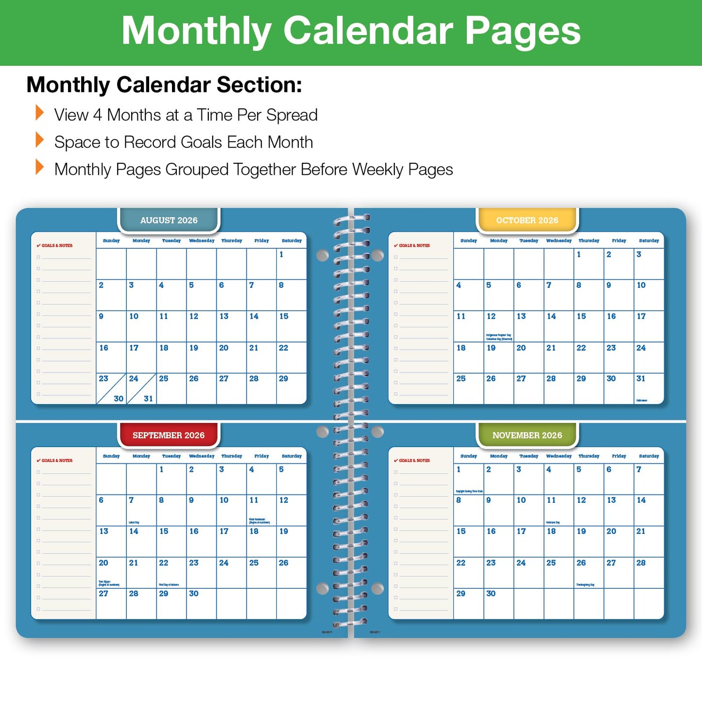Global Datebooks 2026-2027 Middle & High School Student Planner 8.5" x 11" - Dated Weekly & Monthly Academic Planner with Ruler/Bookmark & Stickers