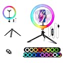 TRIPODTREE 10" Selfie Ring Light with 4" Desktop Tripod Stand & 1 Phone Holder, LED Ringlight with Dimmable Modes(RGB)