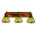 LNUJIUN Retro Dragonfly Wall Sconce Lamp, 3 Head Wall Lamp Vanity Light Fixtures, Colorful Glass Tiffany Wall Sconce Lighting E27 Antique Light