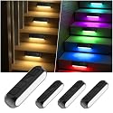 Ahaorigin Solar Outdoor Lights for Deck 4 Pack, Upgraded RGB Solar Fence Lights with Color Changing & Warm White Mode, Waterproof LED Solar Powered