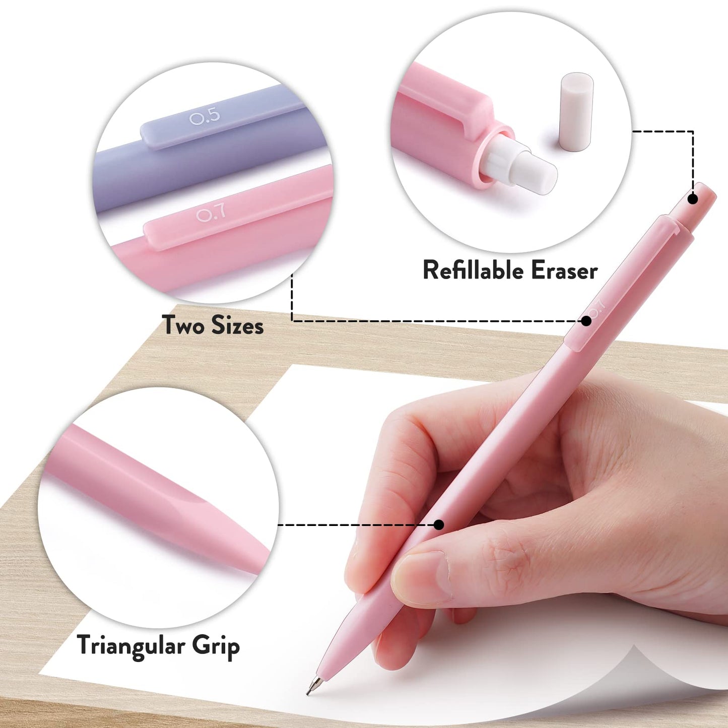 Four Candies Cute Mechanical Pencil Set, 6-Pack 0.5/0.7mm