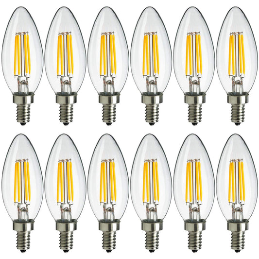 MaxLite Candelabra LED Chandelier Bulbs, 40W Equivalent, Enclosed Fixture Rated, 300 Lumens, Dimmable Filament Candle Bulbs, E12 Base, Energy Star