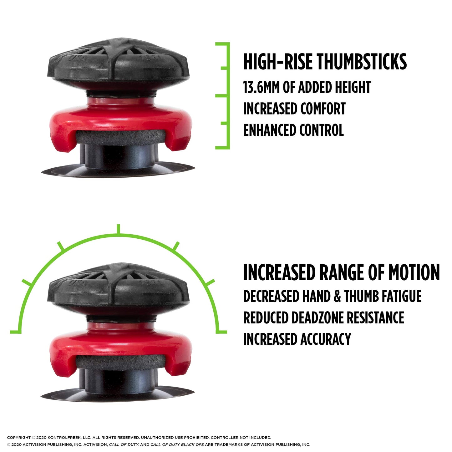 KontrolFreek Call of Duty: Black Ops Cold War Performance Thumbsticks for PlayStation 4 (PS4) and PlayStation 5 (PS5) | 2 High-Rise, Convex |