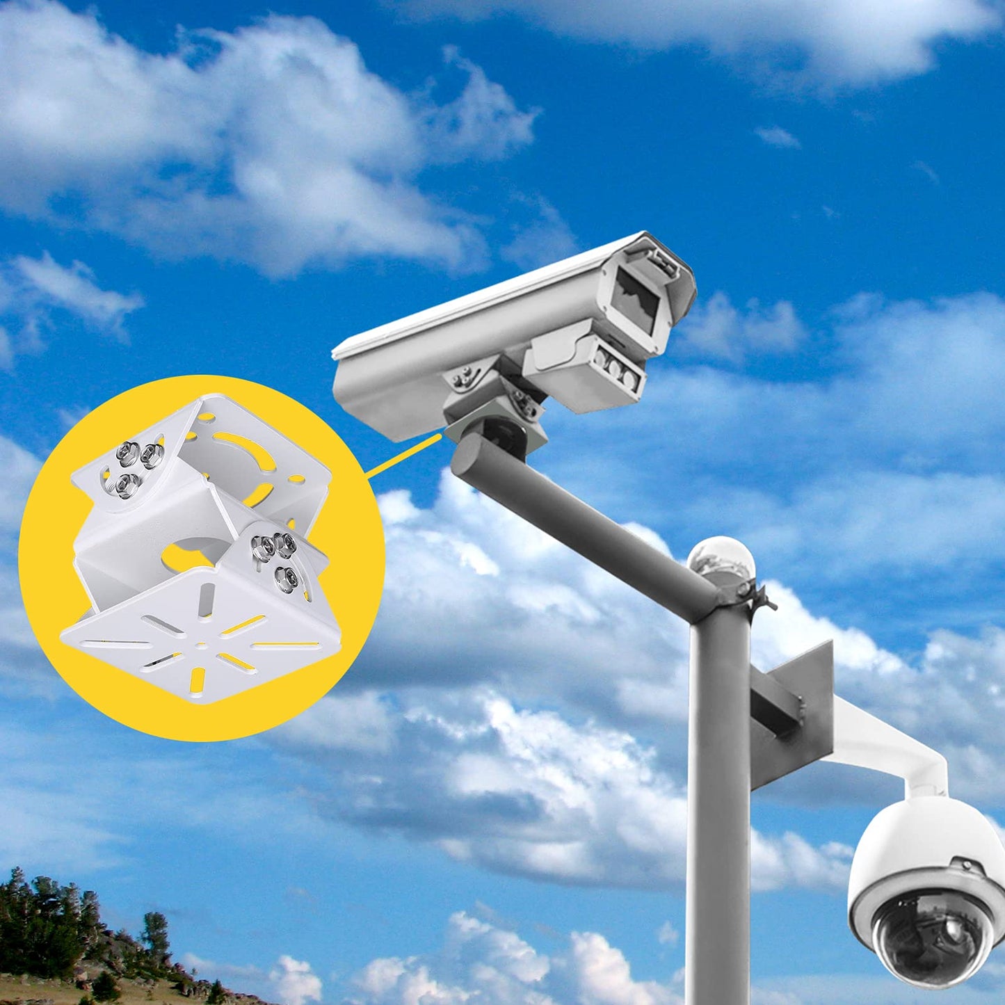 WiTi Universal Joint Mount for Security Camera, 3-Axis Bracket Adjustable Solid Metal Base,Connector Suitable for CCTV Cameras Installation Indoor