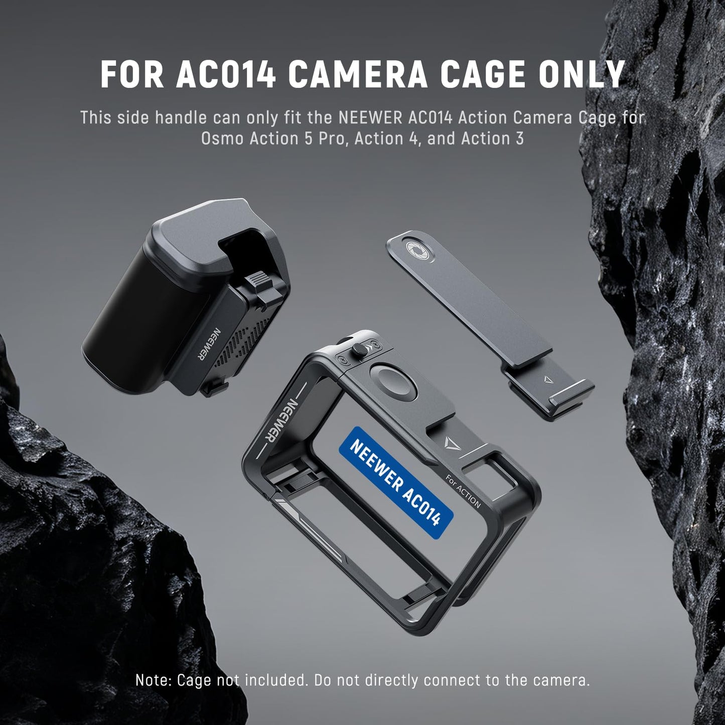 NEEWER AC034 Side Handle Only for AC014 Cage Compatible with DJI Osmo Action 5 Pro/4/3, Modular Quick Release Magnetic Action Camera Mount Adapter