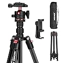 NEEWER Basics Travel Tripod for Camera, 72" Compact Lightweight Portable DSLR Stand, Ball Head, Arca Type QR Plate, Cell Phone Holder Compatible