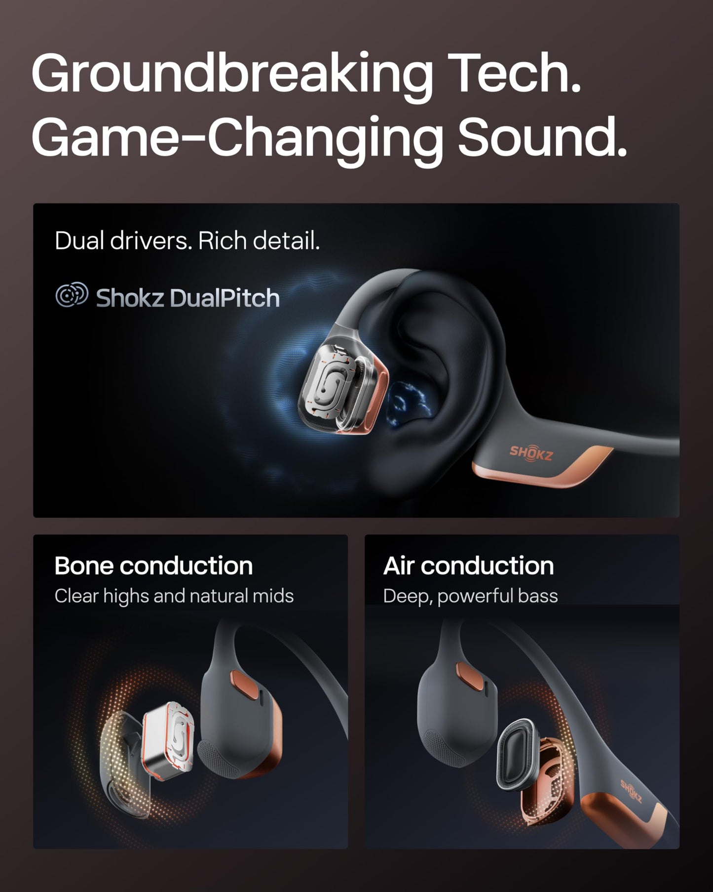 SHOKZ OpenRun Pro 2 Bone Conduction Headphone, Rose Gold, Free Gym Bag