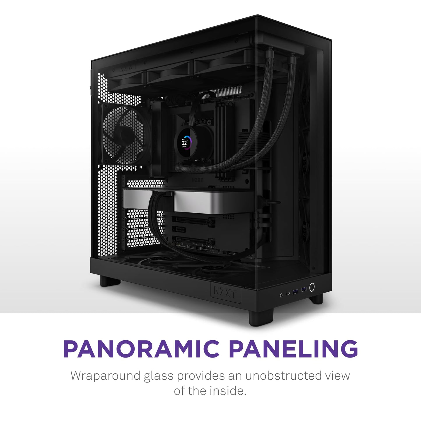 NZXT H6 Flow | CC-H61FB-01 | Compact Dual-Chamber Mid-Tower Airflow Case | Panoramic Glass Panels | High-Performance Airflow Panels | Includes 3 x