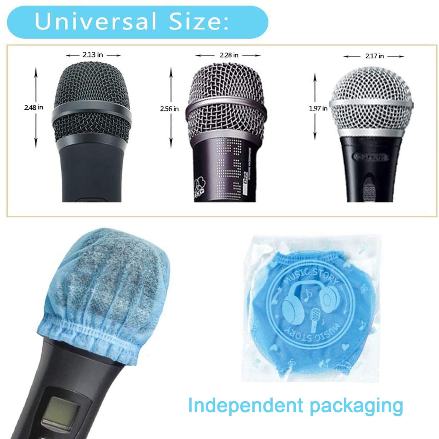TENGYES 400 PCS (200 Pack) Microphone Hygiene Covers Disposable Non-Woven Handheld Mic Cover Windscreen Protective Cap for KTV Karaoke Recording Room