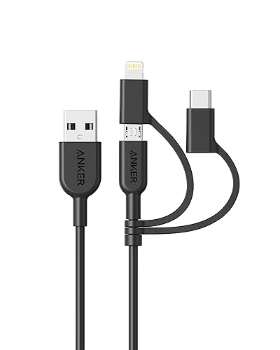 Anker Powerline II 3-in-1 Cable, Lightning/Type C/Micro USB Cable for iPhone, iPad, Huawei, HTC, LG, Samsung Galaxy, Sony Xperia, Android Smartphones