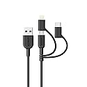 Anker Powerline II 3-in-1 Cable, Lightning/Type C/Micro USB Cable for iPhone, iPad, Huawei, HTC, LG, Samsung Galaxy, Sony Xperia, Android Smartphones