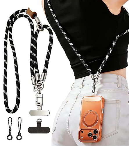 Multifunction 3-in-1 Phone Lanyard, Anti Theft Crossbody and Wrist Lanyard, Comfortable Skin-Friendly Neck Wrist Strap with Premium Metal Buckles, 1