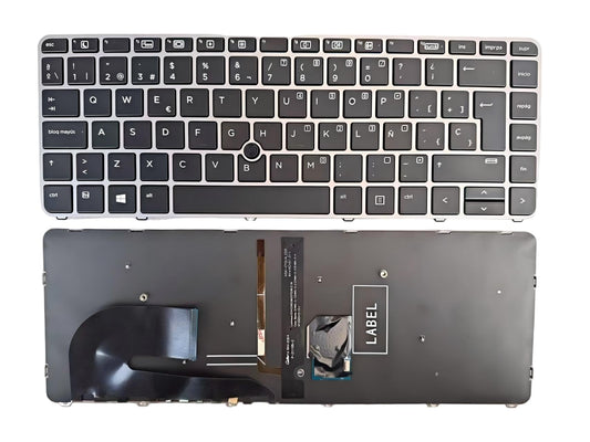 Laptop Replacement Latin Spanish layout Keyboard for HP EliteBook 745 G3 745 G4 840 G3 840 G4 with Backlit/with mouse stick/Silver frame