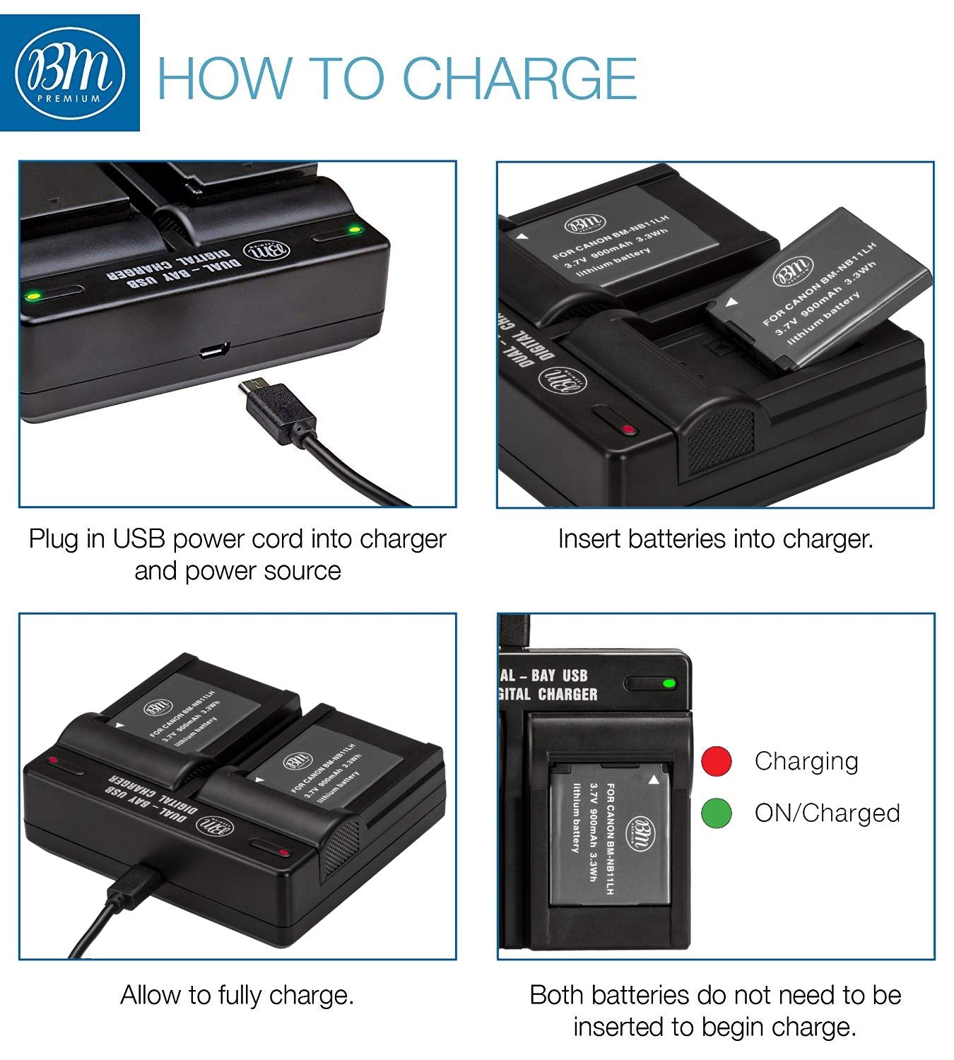 BM 2 NB-11LH Batteries and Dual Battery Charger for Canon Elph 135, Elph 140, Elph 150, Elph 160, Elph 170, Elph 180, Elph 190, Elph 320 HS, Elph 340