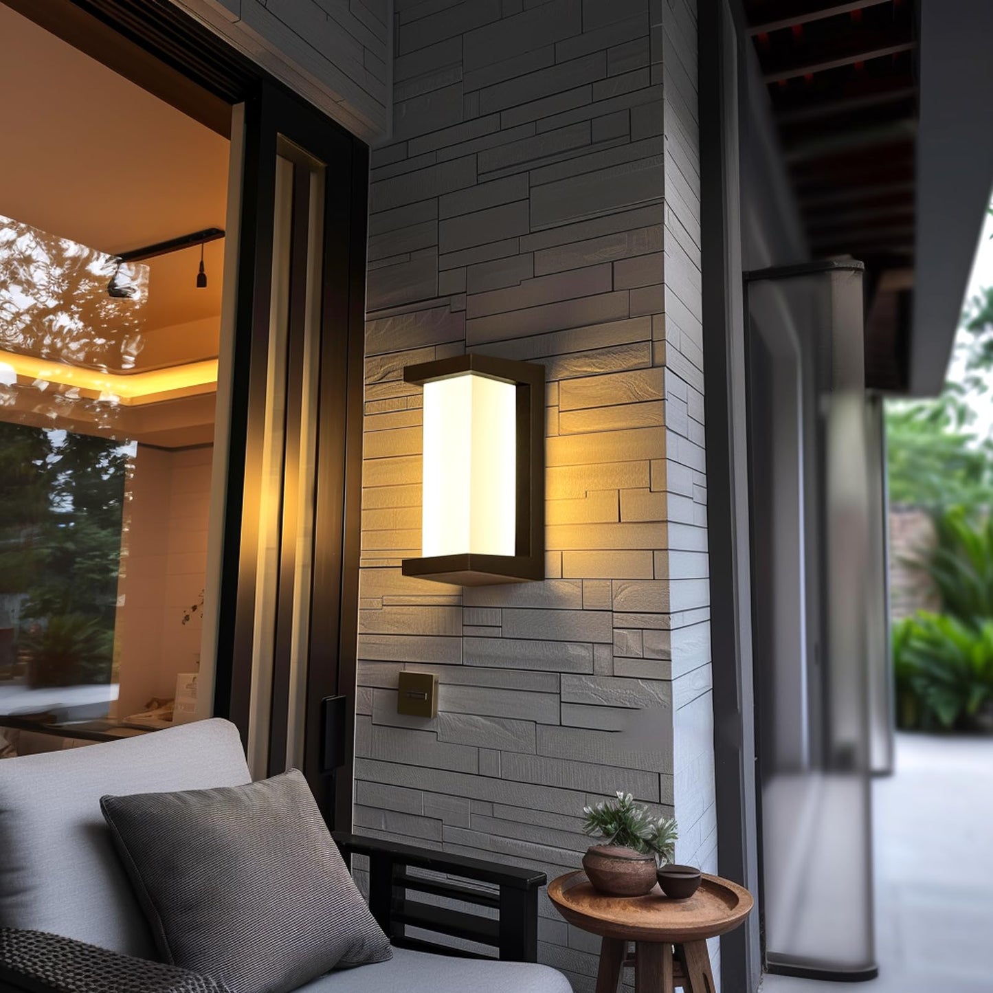 iYogaled Black Outdoor Light Fixtures Wall Mount, IP65 Waterproof Porch Lights Outdoor Wall Sconce, 2 Pack Rectangular Modern Exterior Lighting
