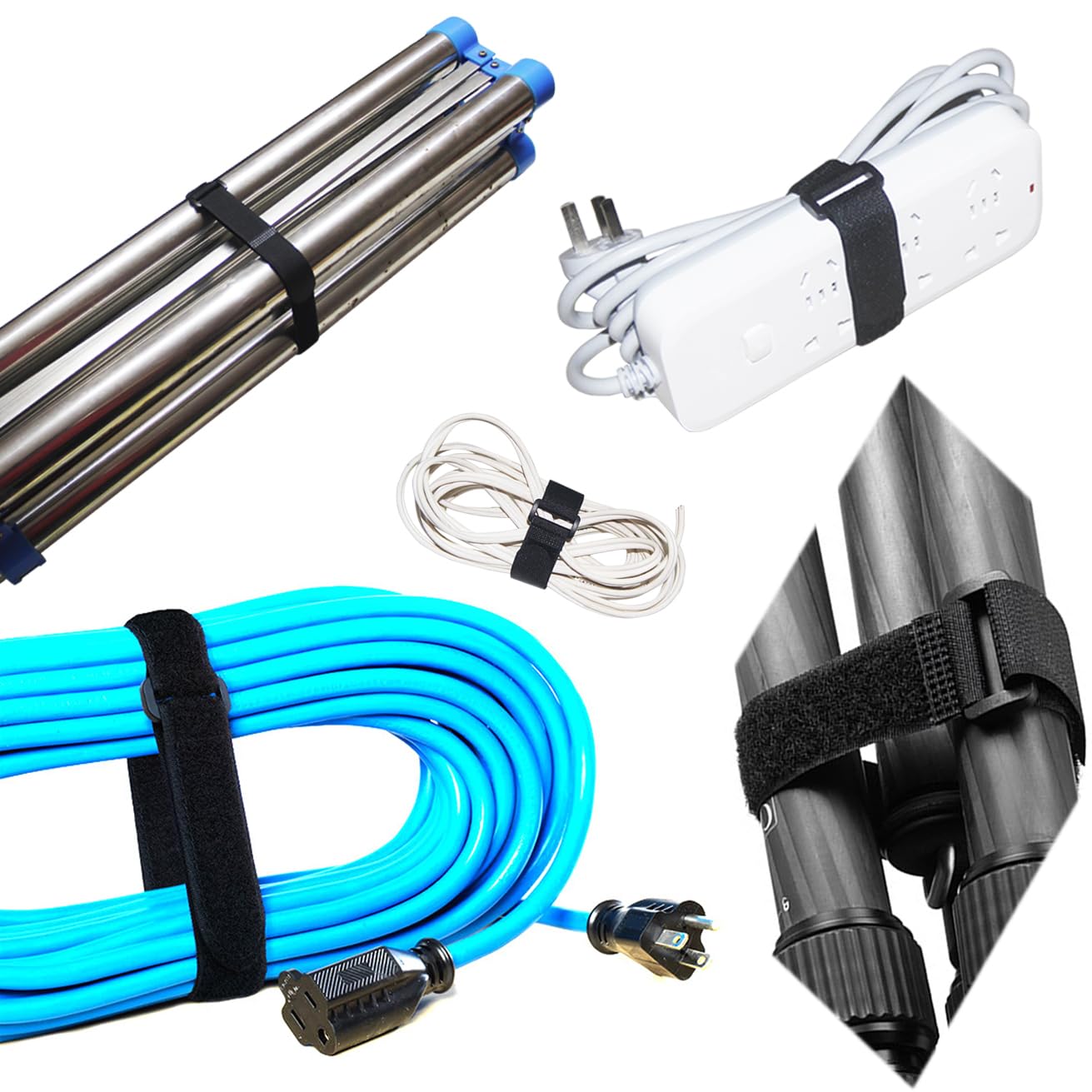 UONIKA 32 pcs 1-inch-wide Hook and Loop Cable Straps, 8"-12"-18"-24"-36" Adjustable Fastening Straps, Fixing and Organizing Cable Ties Set