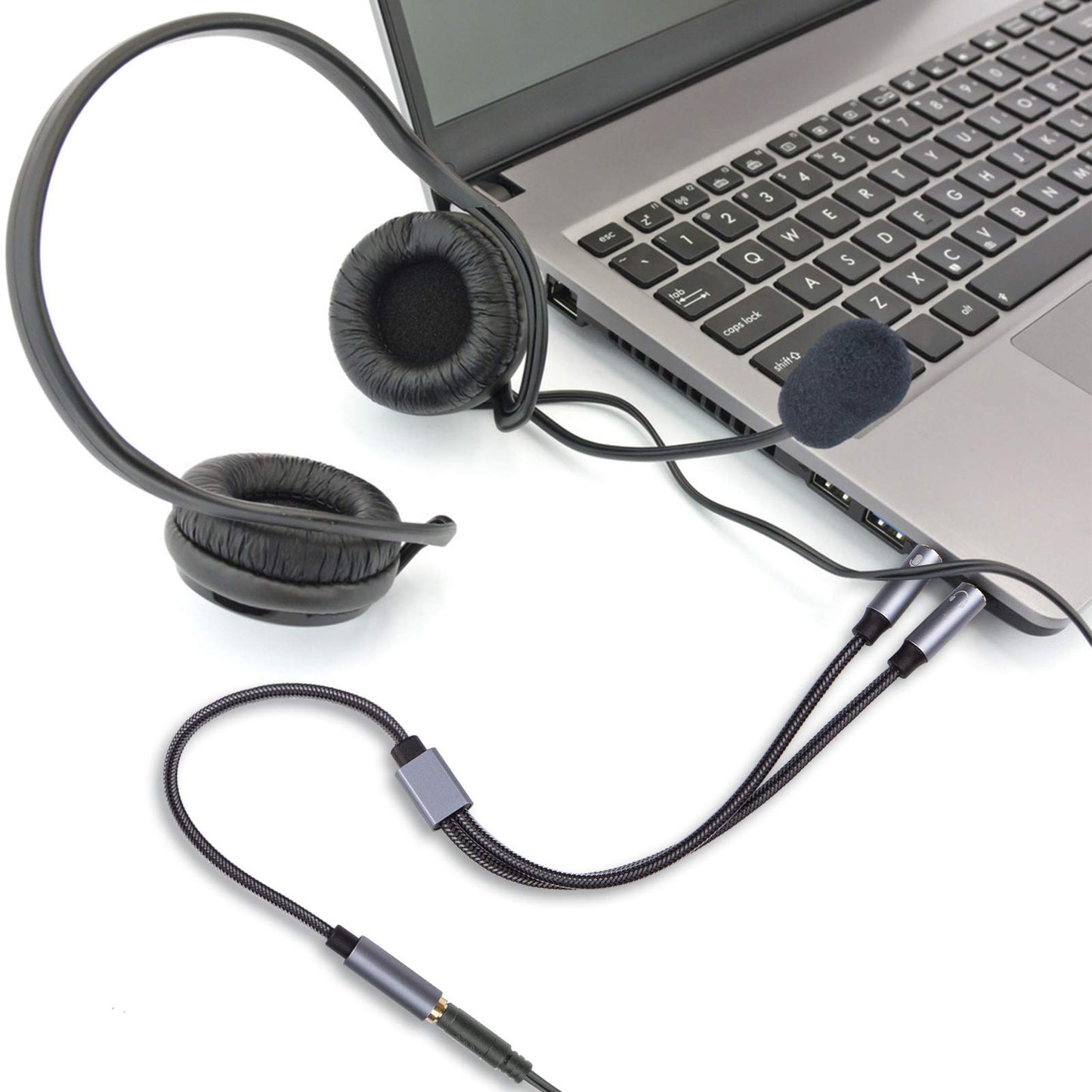 PC Splitter Cable Replacement for HyperX Cloud II, Alpha, Stinger, Core, Astro A10 A40, Turtle Beach Recon 70, SteelSeries, Sennheiser Game Headphone