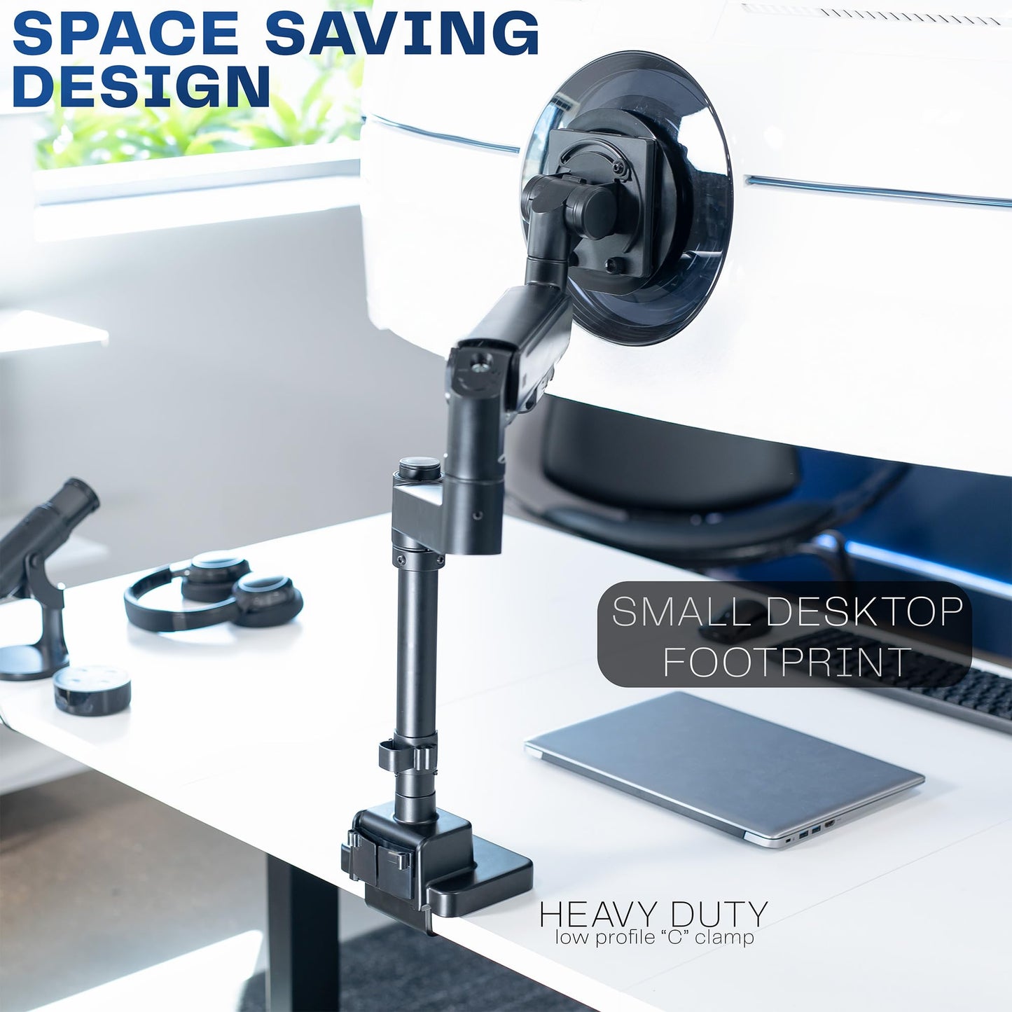 VIVO Heavy Duty Ultrawide Monitor Arm with Pole, 57 inch Screens up to 59.4 lbs, Desk Mount TV and Monitor Stand Designed for Samsung Odyssey Ark, Neo