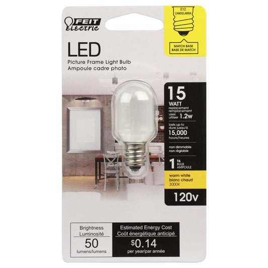 Feit Electric BPT6/SU/LED 15W Equivalent T6 Special Use Non-Dimmable LED Light Bulb, Warm White