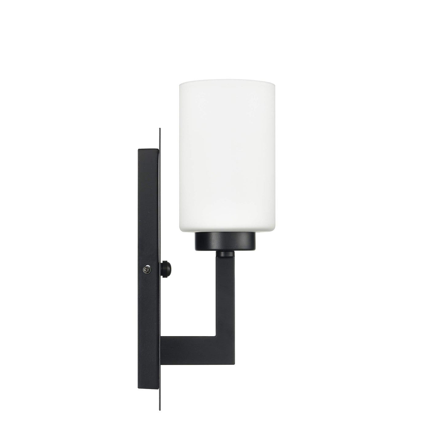Linea di Liara Brio Black Wall Sconce with Frosted Glass Shade - Modern Wall Light Fixture for Bathroom, Vanity, and Hallway