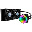 Cooler Master MasterLiquid ML240 Mirror ARGB Close-Loop AIO CPU Liquid Cooler, Mirror ARGB Pump, 240 Radiator, Dual SickleFlow 120mm, 3rd Gen Dual