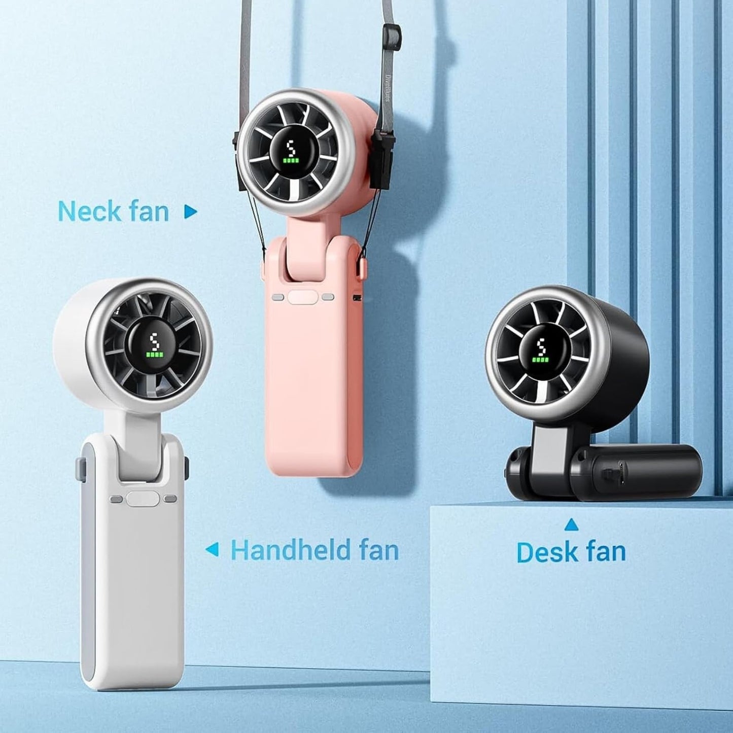 CPHUSA Portable Handheld Turbo Fan, 3 IN 1 Hand Fan with Air Turbo Tech Cooling, Up to 12 Working Hours, Quiet Personal for Outdoor, Travel, Camping