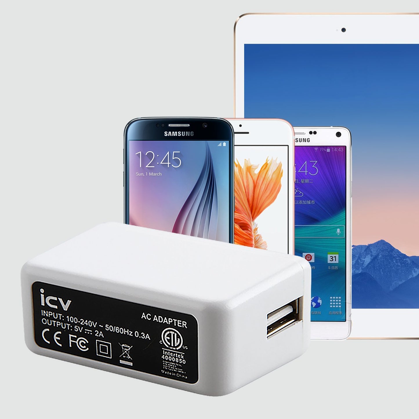 icv USB Wall Charger - 5V 2A 10W AC Power Adapter with US Plug for Phone, Tablet and Other Related USB Powered Devices Small and Lightweight