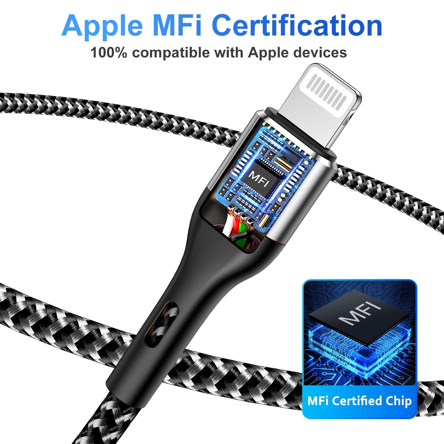 iPhone Charger 4Pack 7inch, [Apple MFi Certified] Short Lightning Cable 7inch, iPhone Charging Cord Fast Charging Cable for iPhone 13 12 Pro Max Mini…