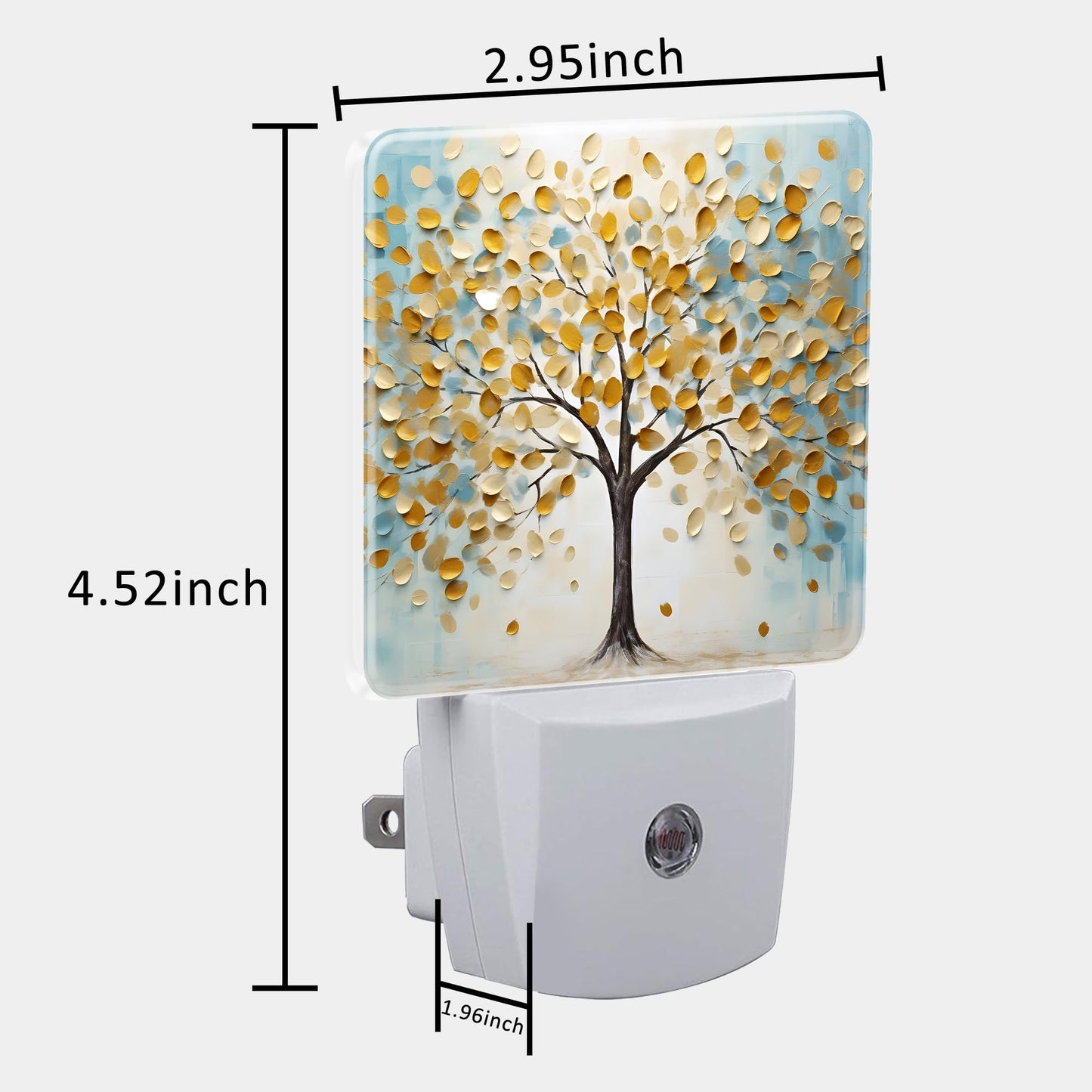 Uiaoiais Plug in Night Lights Golden Tree Of Life Oil Painting Nightlight Plug Into Wall Dusk to Dawn Sensor LED Night Light for Kid Girls Boys Women
