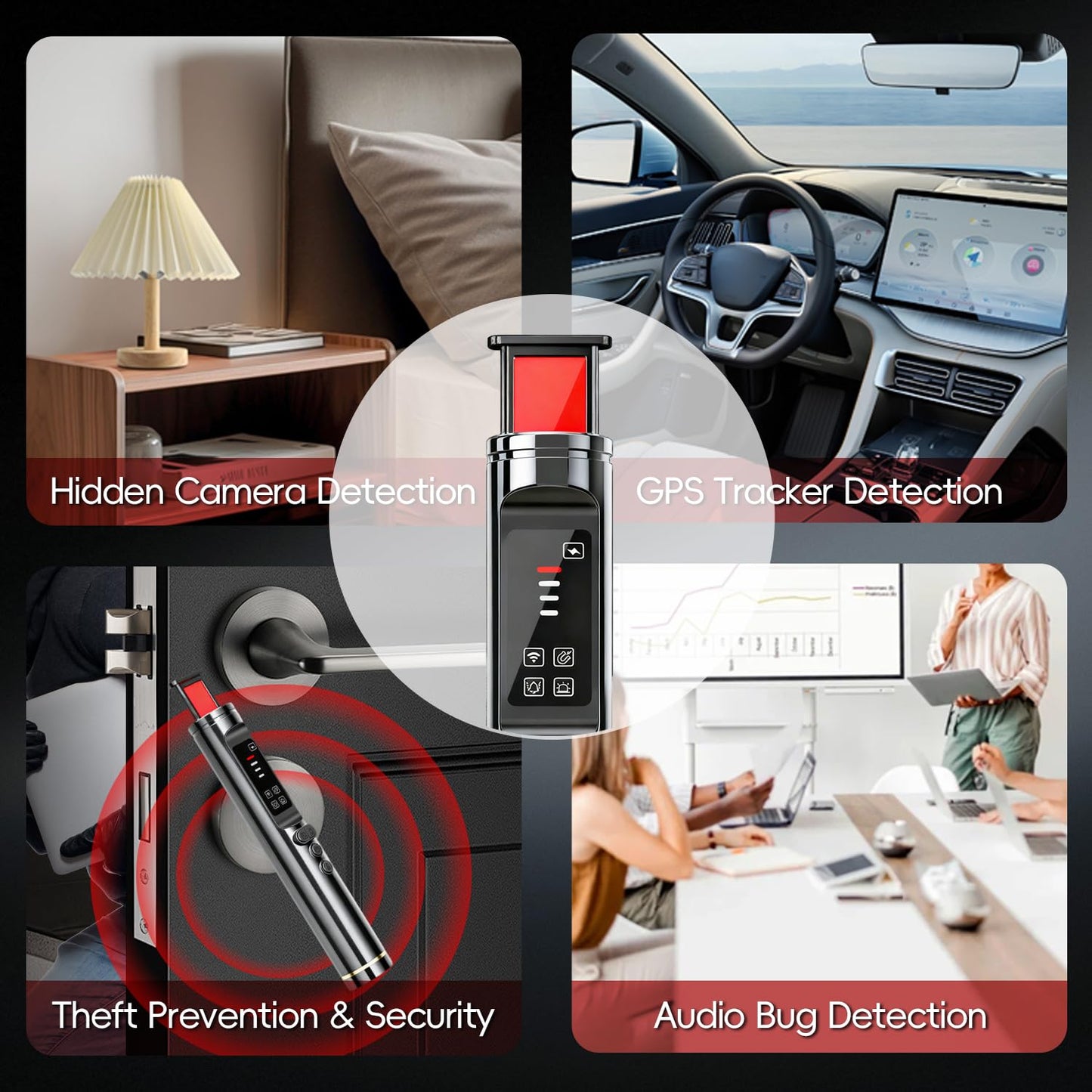 KADNCST Hidden Camera Detectors, Upgraded AI Bug Detector Anti Spy Camera Finder, GPS Tracker Detector RF WiFi Signal Scanner Rechargeable,5 Working