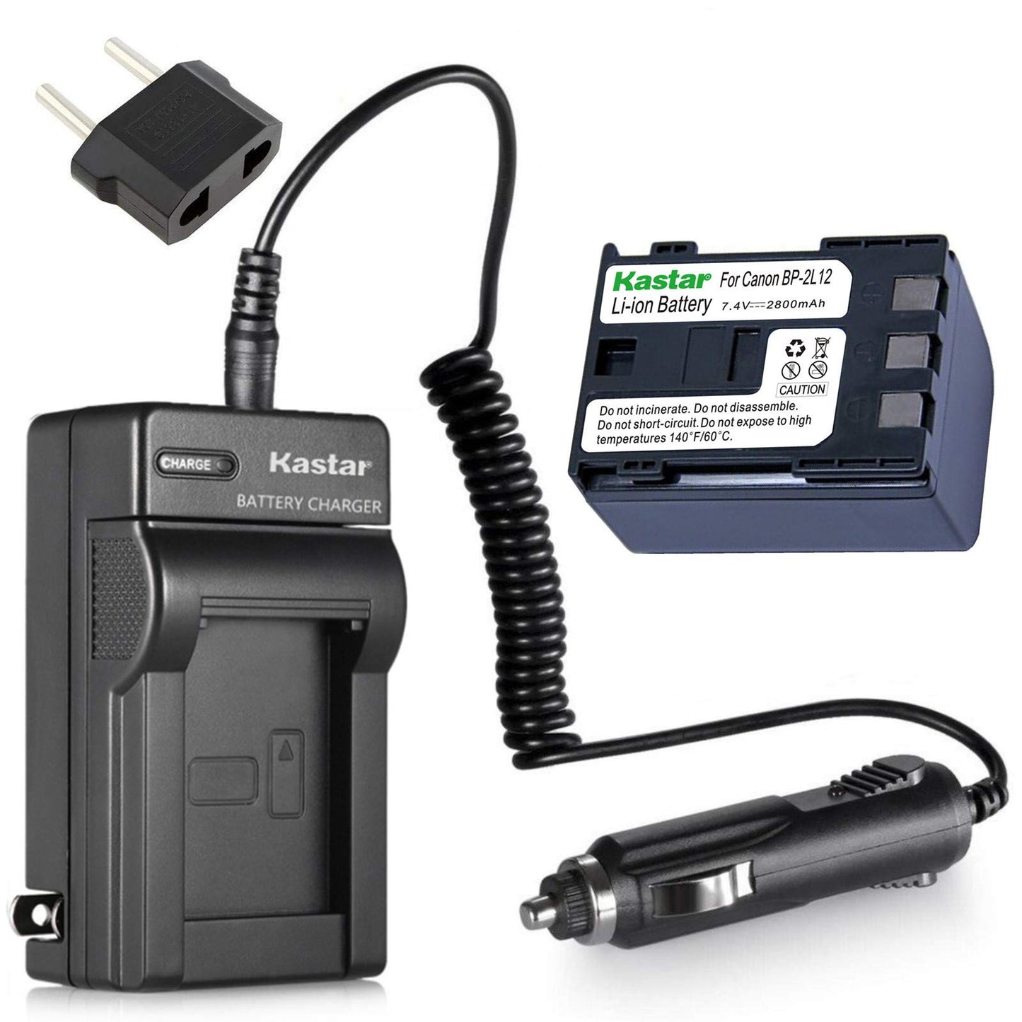 Kastar BP-2L12 Battery + Charger with Car Plug for Canon ZR700 Digital Video Camcorder