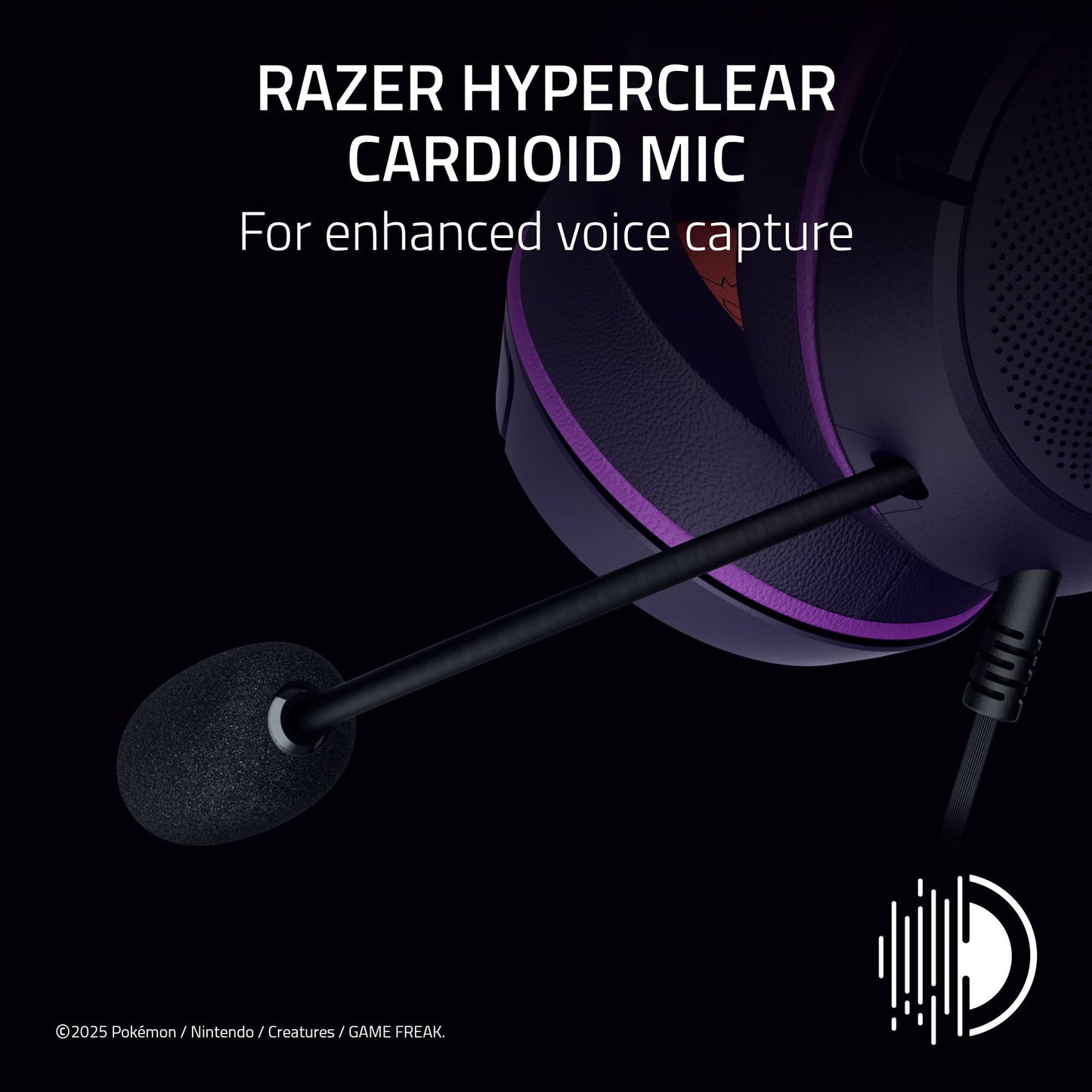 Razer Kraken Kitty V2 USB Wired Headset: Gengar Spikes - Stream Reactive Lighting - HyperClear Cardioid Mic - 40 mm Drivers - 7.1 Surround Sound