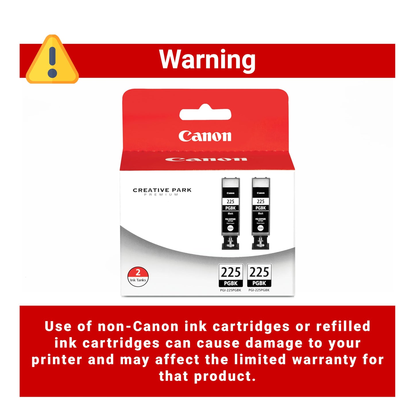 Canon PGI-225 Genuine Black Twin Pack, Compatible with iP4820, MG5220, MG5120, MG6120, MG8120, MX882, iX6520, iP4920, MG5320, MG6220, MG8220,