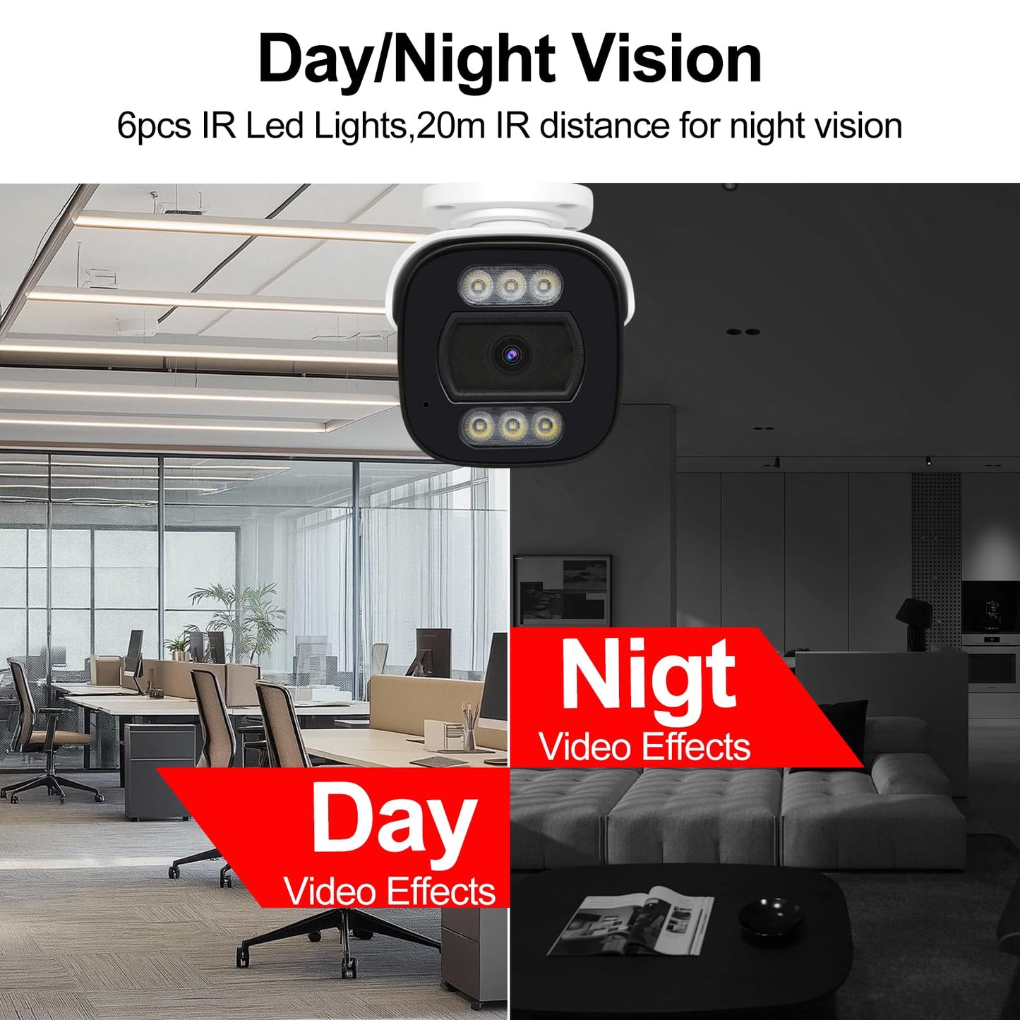 Voniviewse 1080P CCTV Camera (Hybrid 4-in-1 HD-CVI/TVI/AHD/960H Analog CVBS) Outdoor Indoor, 6pcs IR-LEDs, ICR, 2.8mm Lens, 105° Wide Angle, Full