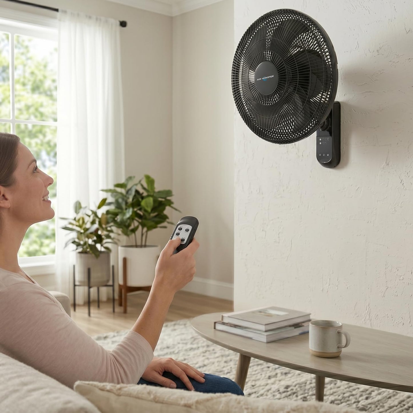 Air Monster 16 Inch Wall Mount Garage Fan, Black Color, Remote Control